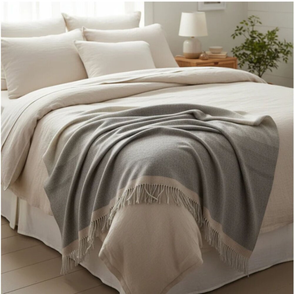 ARTZNL 100% Baby Alpaca ECO Throw Undyed Blanket Large Gray All Season Luxury - Picture 7 of 11